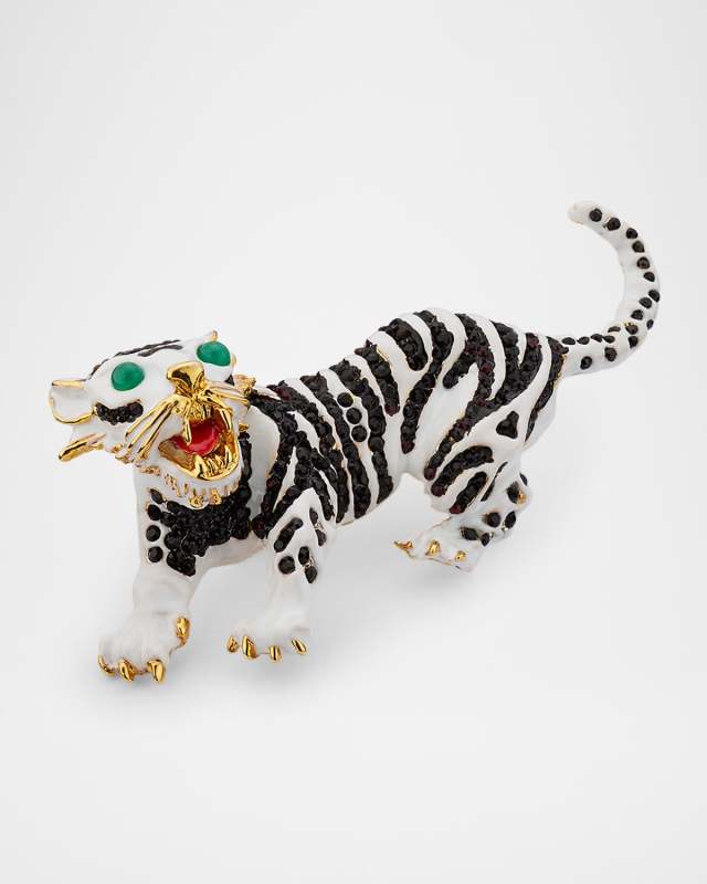 Chrysoprase Eyes Crystal Striped Tiger Brooch
